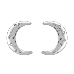 La Luna White Sapphire Earrings-Silver