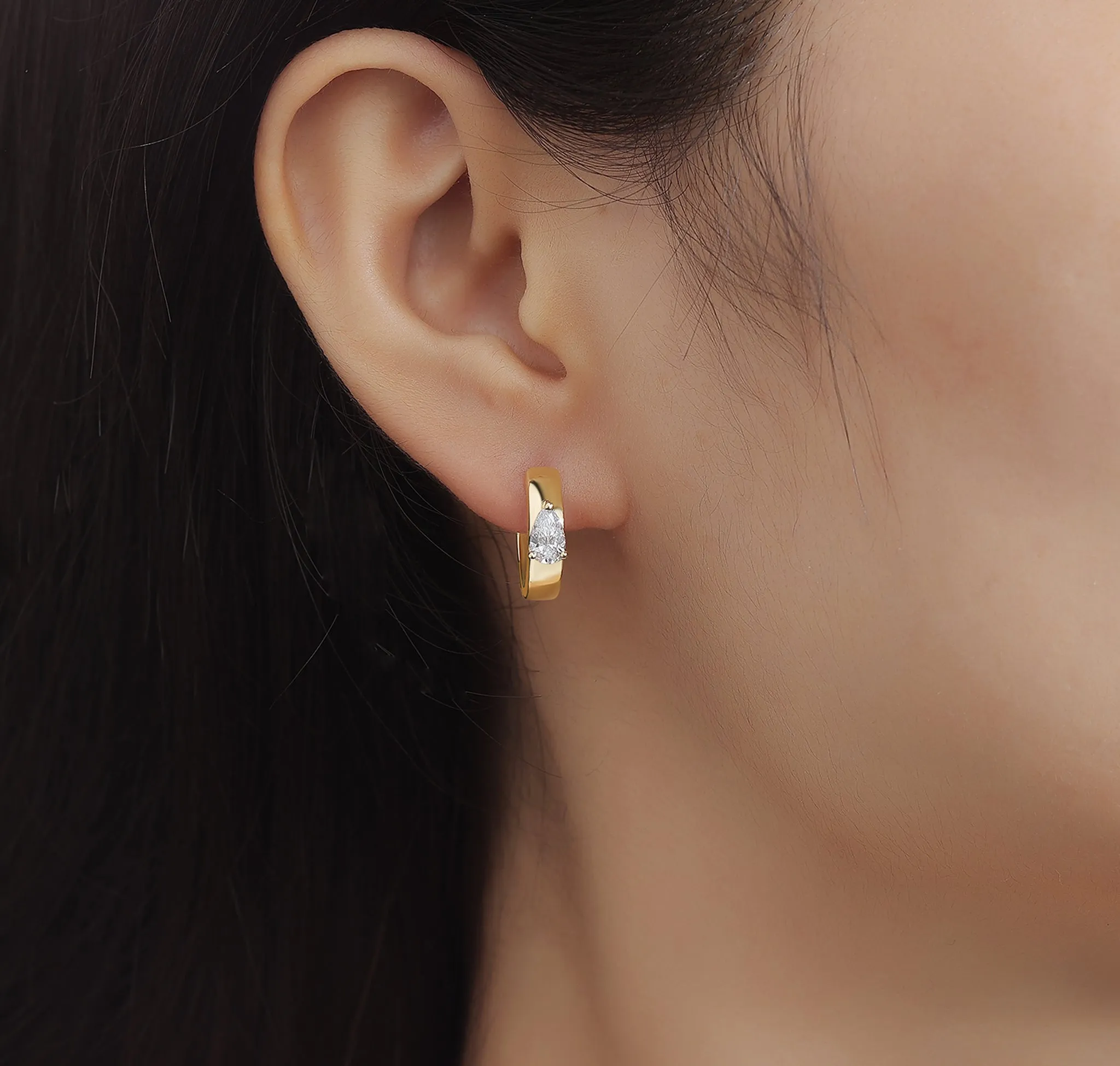 Lab Grown Diamond 0.64ct Pear mini hoop Earrings