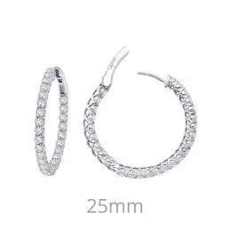 Lafonn Lassaire Simulated Diamond Inside Out Hoop Earrings in Sterling Silver (80533)