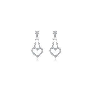 Lafonn Simulated Diamond Cut-out Heart Dangle Earrings E0616CLP00