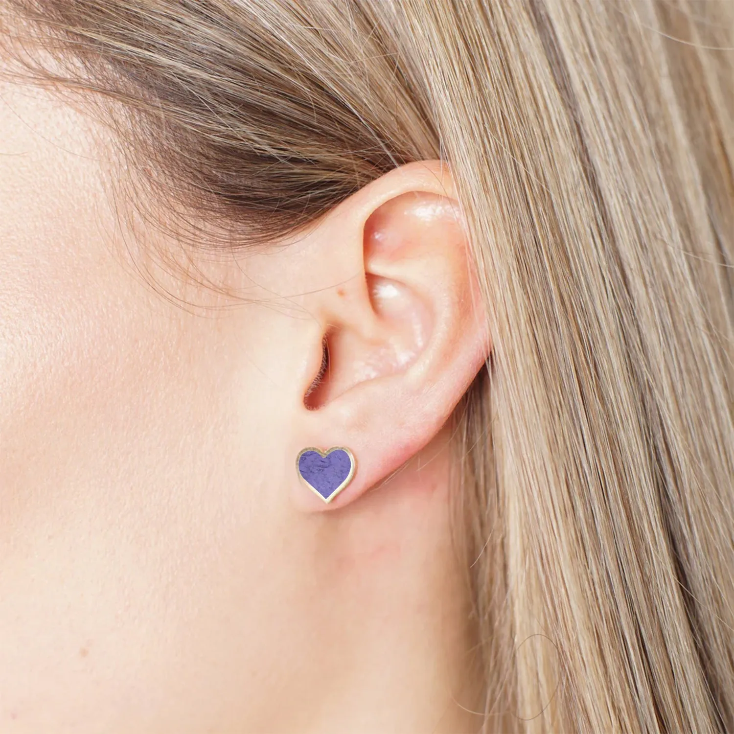Large Amethyst Heart Stud Earrings