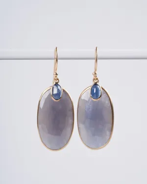 large blue sapphires and small blue kyanite drop earrings
