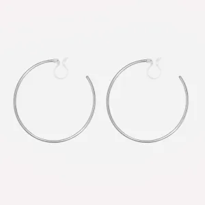 LARGE HOOP CLIP-ON EARRINGS IN SILVER