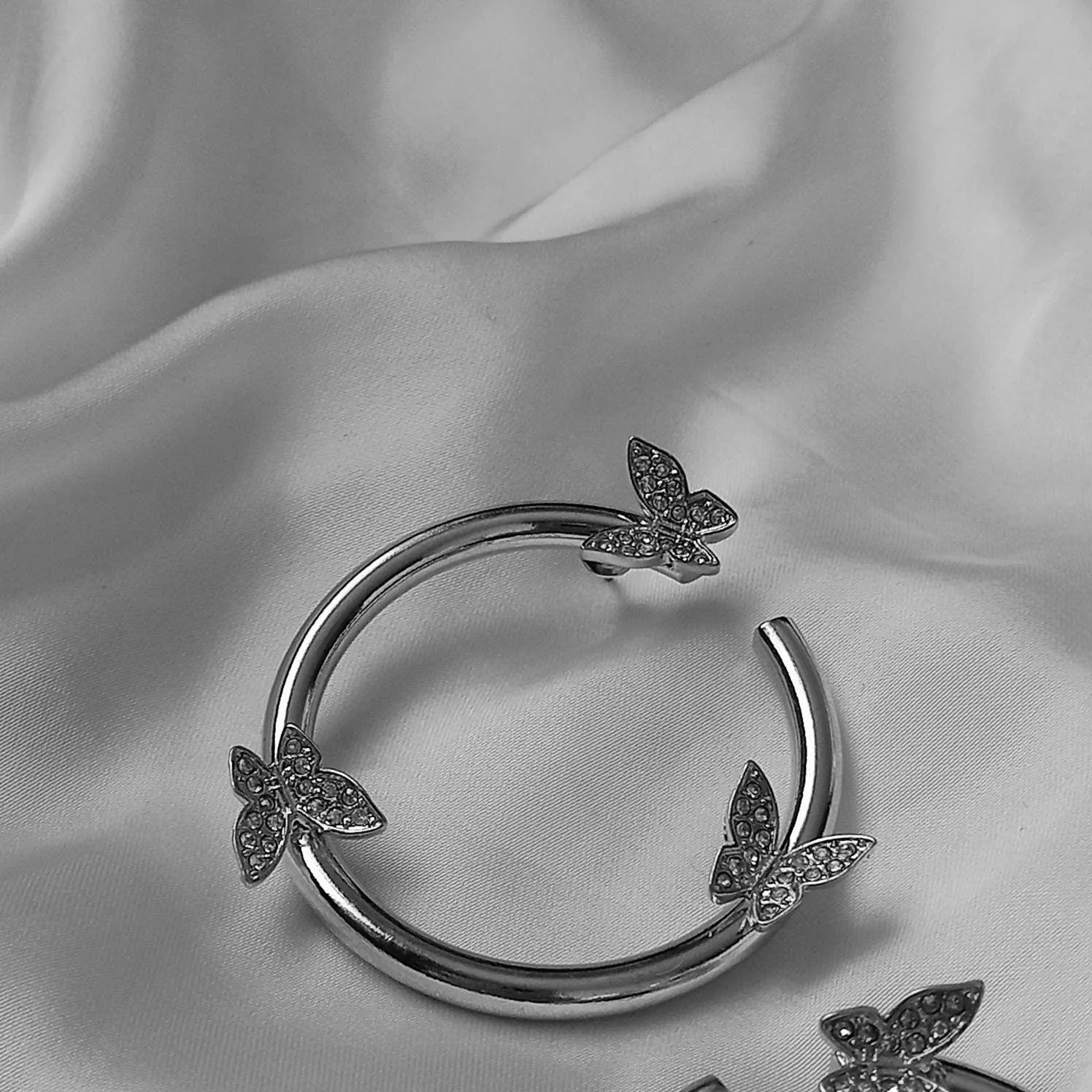 Large Silver Butterfly Hoop Earrings - Hoop Earrings,Butterfly Earrings,Hoop Earrings,Chunky Earrings,Silver Earrings,Silver Jewellery