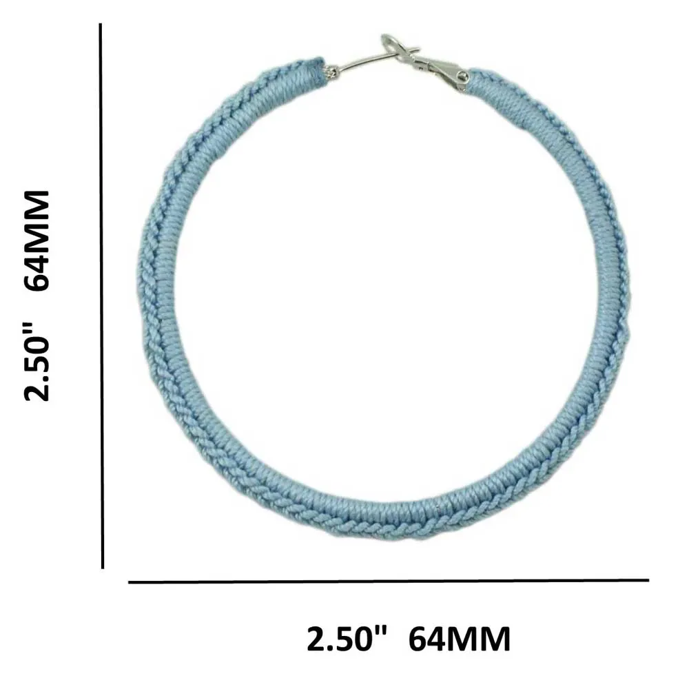 Large Sky Blue Crochet Hoop Pierced Earring - STXE32
