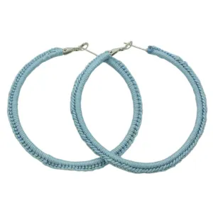 Large Sky Blue Crochet Hoop Pierced Earring - STXE32