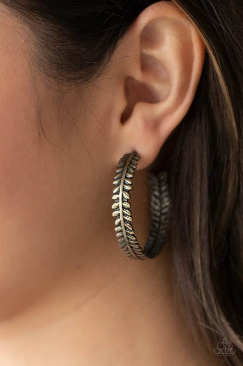 Laurel Gardens - Brass - Leafy Paparazzi Hoop Earrings