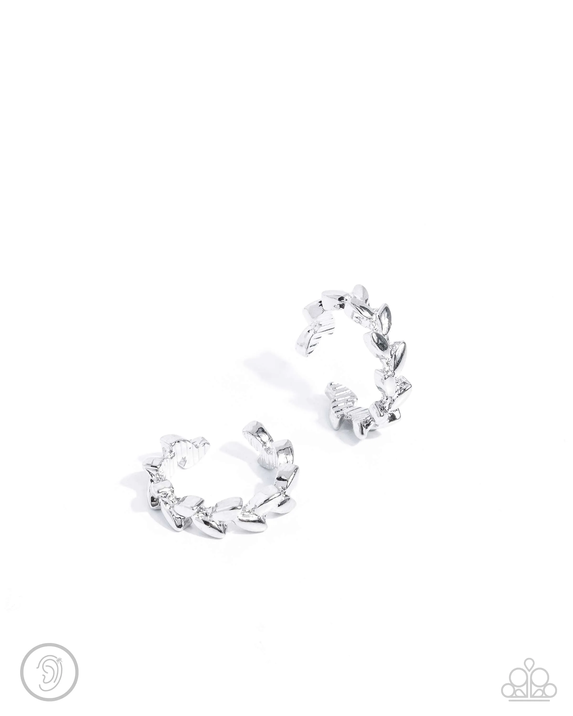 Laurel Limit - Silver - Leaf Paparazzi Ear Cuff Earrings