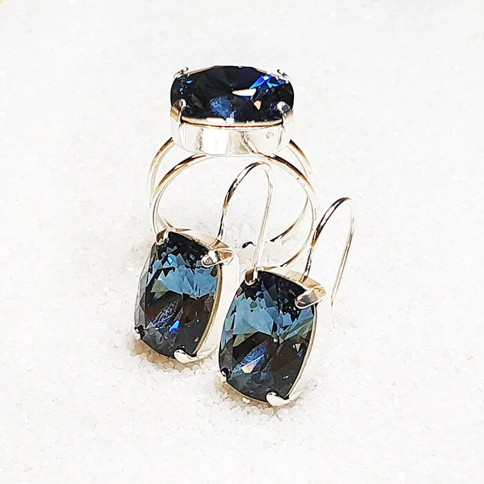 Leanne Blue Swarovski Crystal Drop Earrings