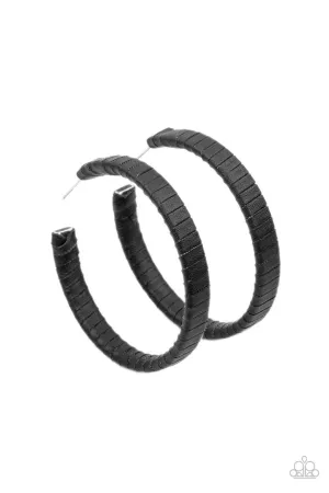 Leather-Clad Legend Black Paparazzi Earrings
