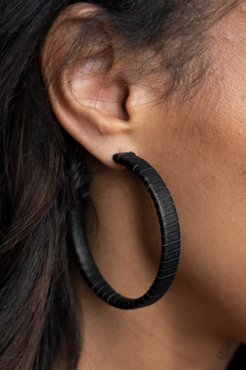 Leather-Clad Legend Black Paparazzi Earrings