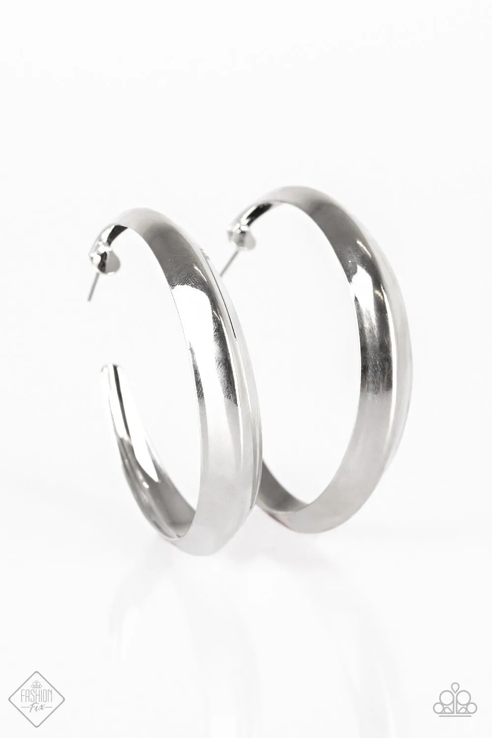 Lets Get Ready To Rumble! - Silver - Paparazzi Hoop Earrings - November 2018 Magnificent Musings