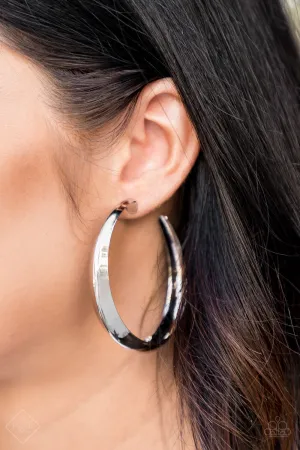 Lets Get Ready To Rumble! - Silver - Paparazzi Hoop Earrings - November 2018 Magnificent Musings