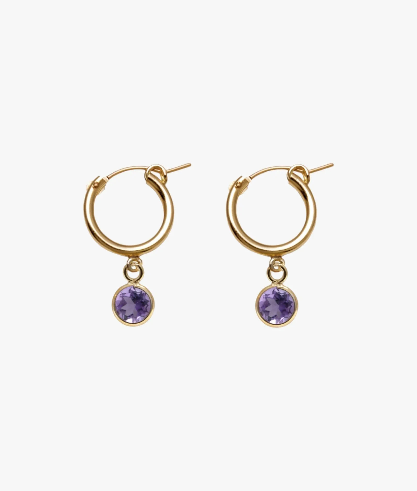 Lever hoop earrings (15mm) with round amethyst