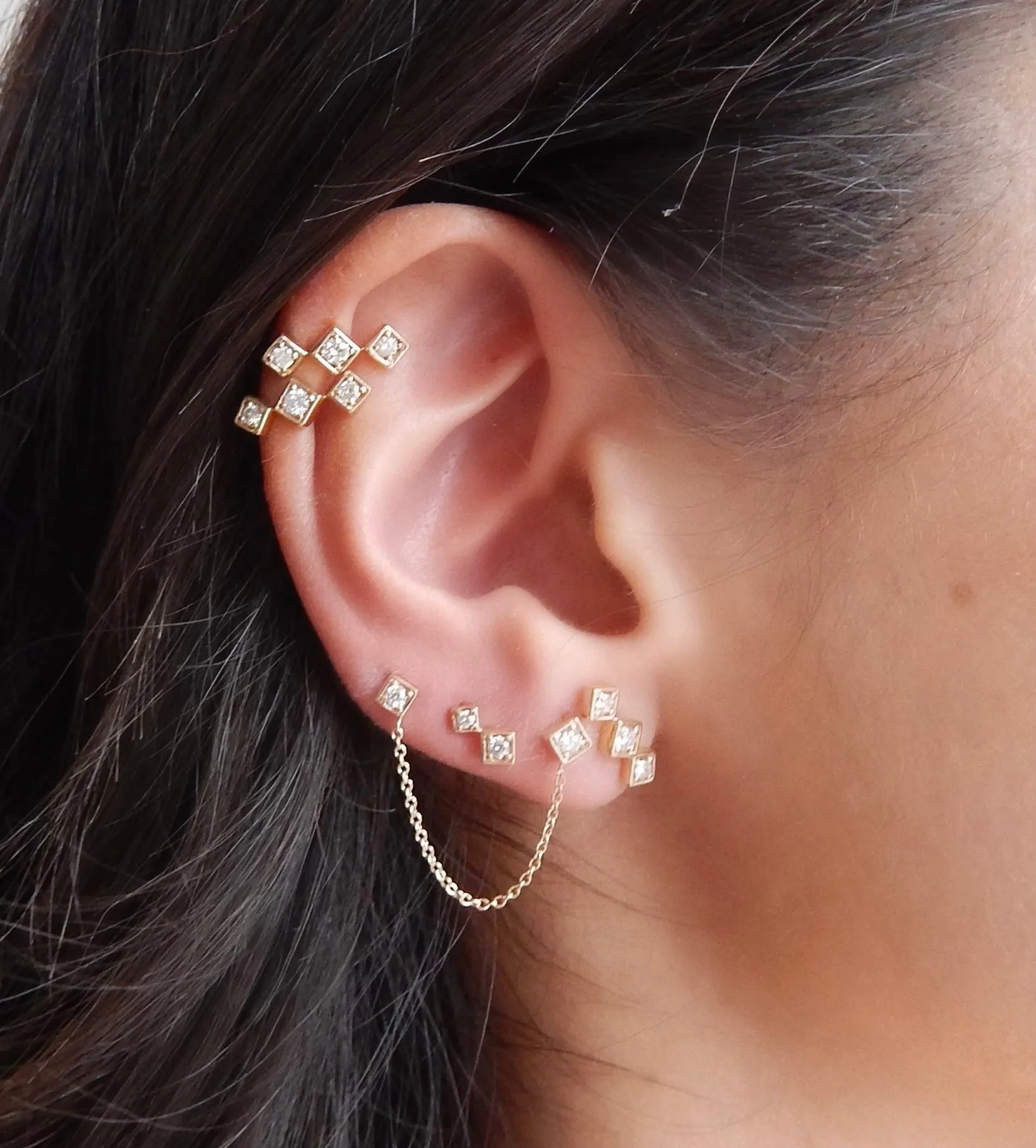 Lex Triple Diamond Earcuff