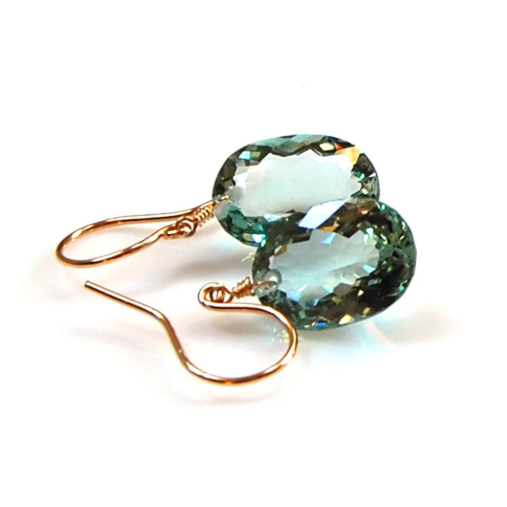 Light Green Amethyst Oval Cut Solitaire Earrings