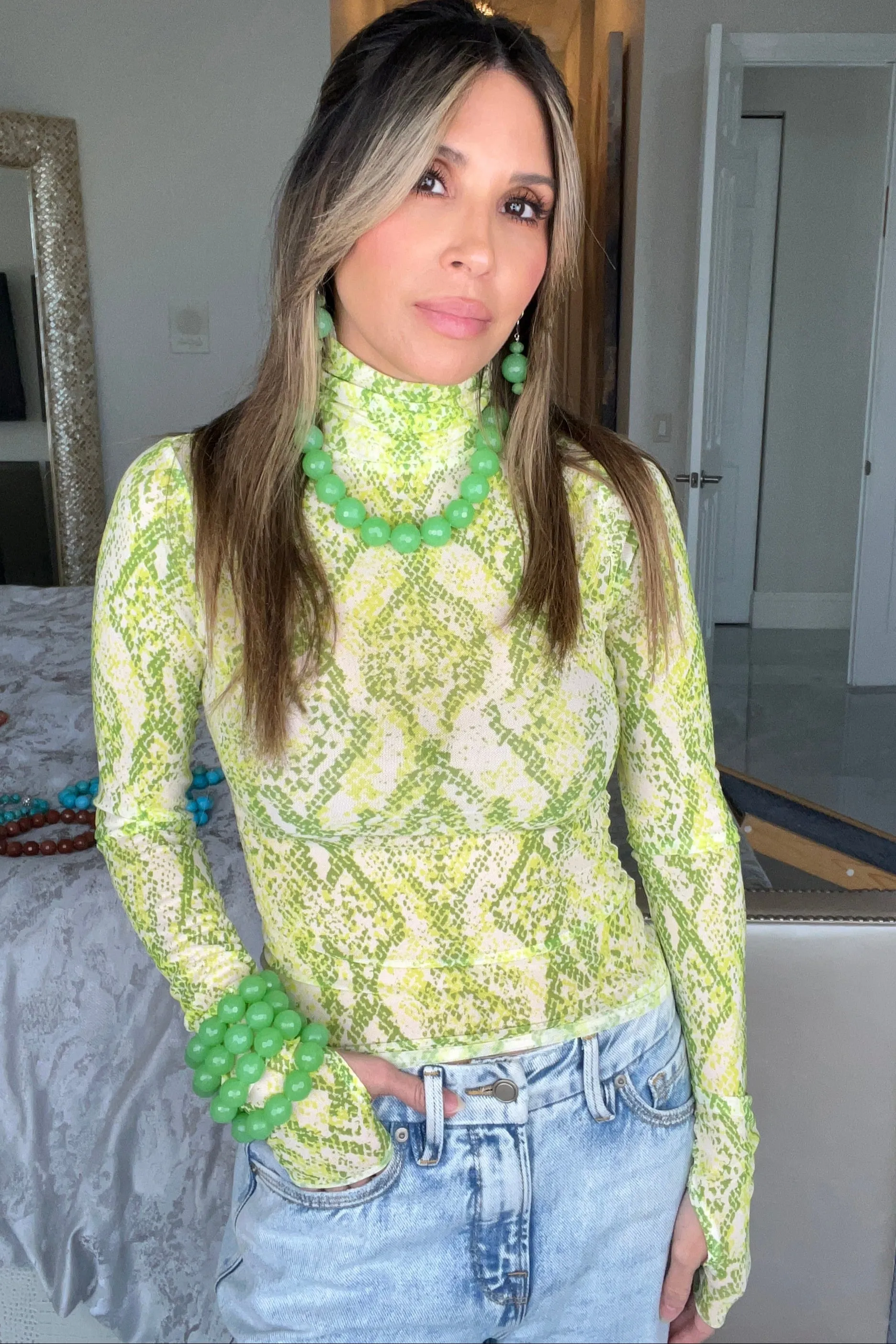Lime Green Quartz Short Necklace