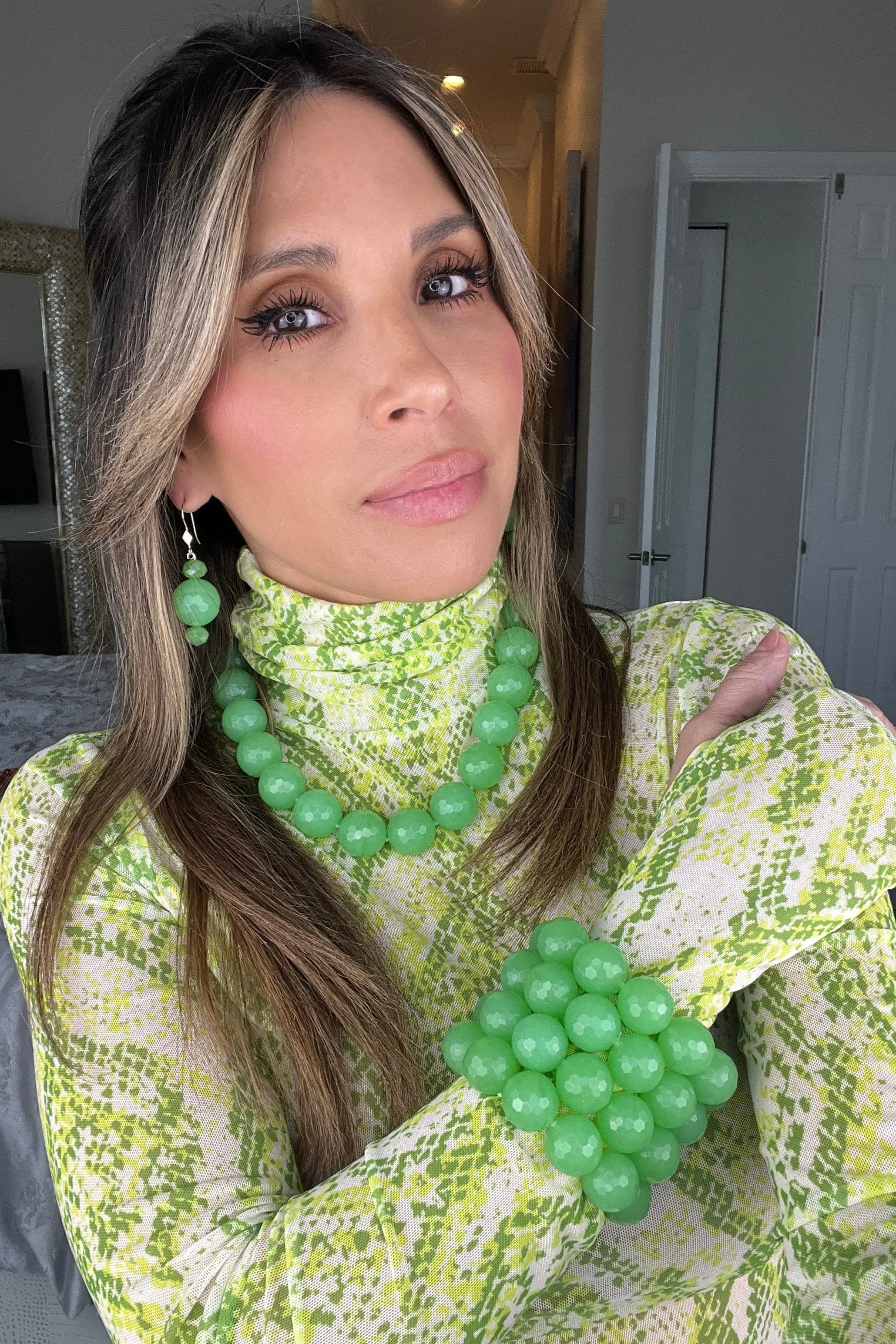 Lime Green Quartz Short Necklace