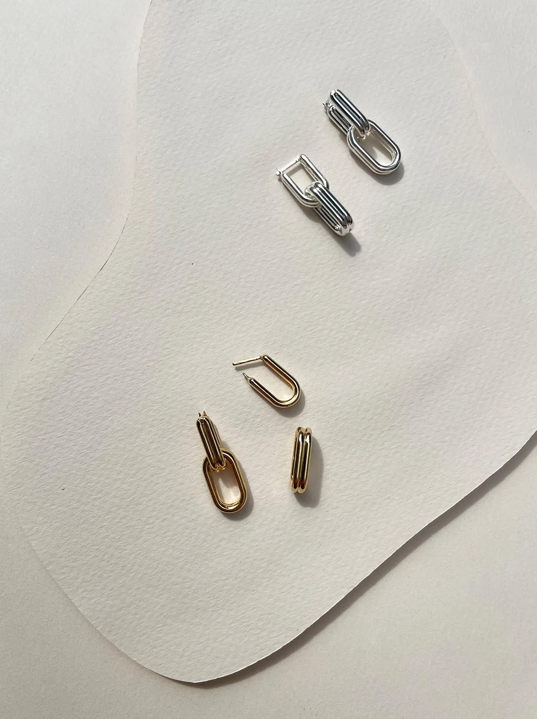 Linda Tahija - Twofold Linked Hoop Earrings - Sterling Silver