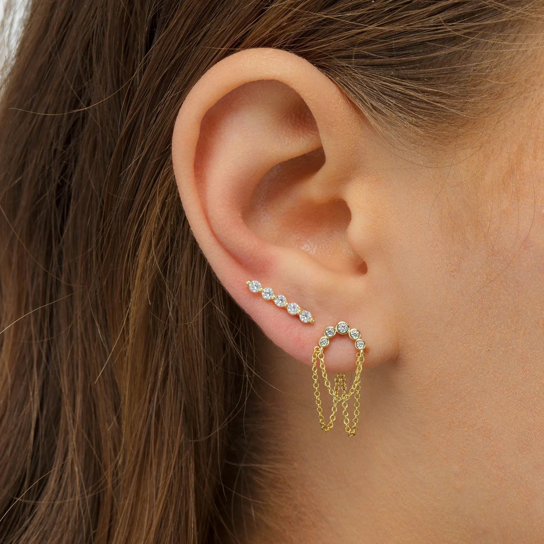 Long Bezel Stud Earring