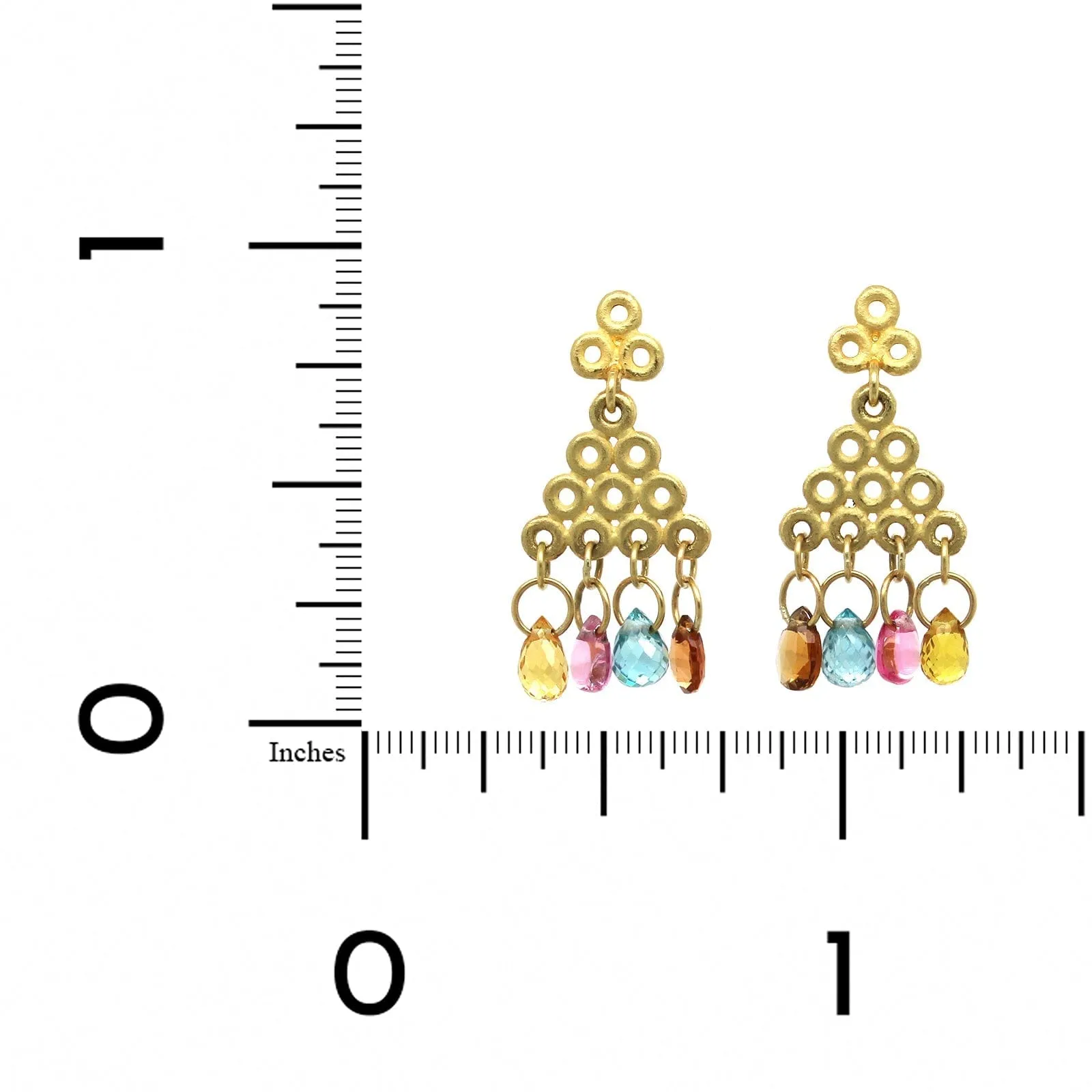 Mallary Marks 18K Yellow Gold Multi Stone Pyramid Drop Earrings
