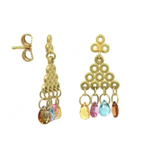 Mallary Marks 18K Yellow Gold Multi Stone Pyramid Drop Earrings