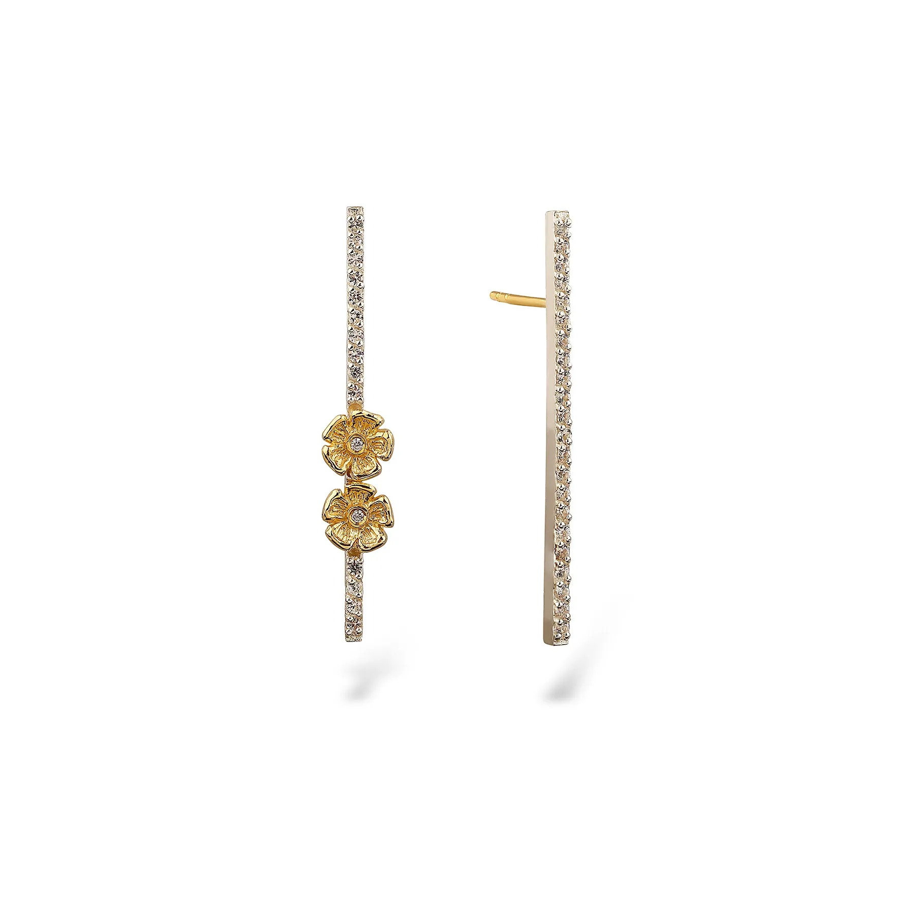 MATCHSTICK PAVÉ SIGNATURE DOUBLE PRIMROSE EARRINGS