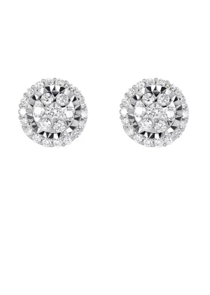 Mens Stud Diamond Earrings | 0.85 Carats 14K White Gold