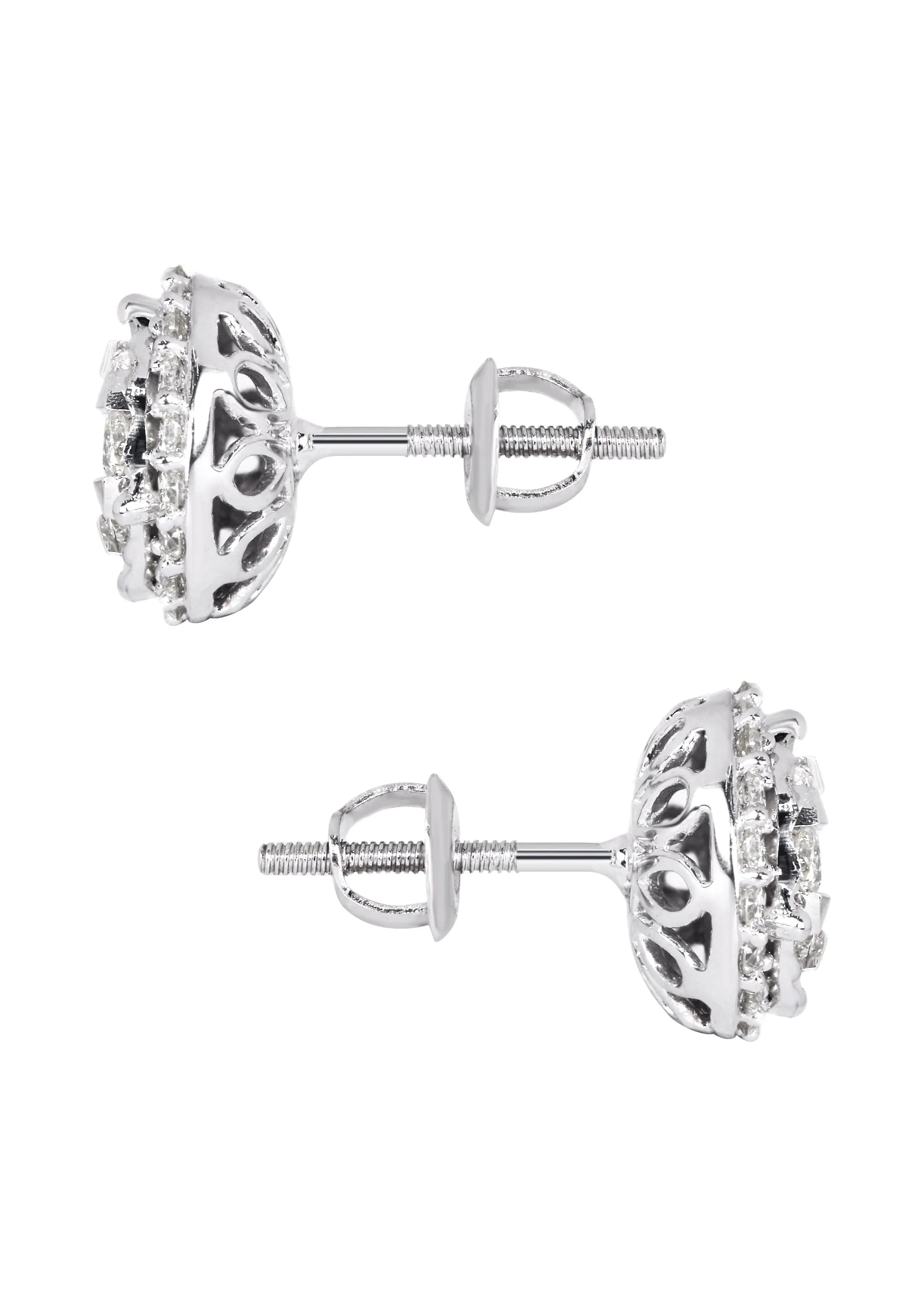 Mens Stud Diamond Earrings | 0.85 Carats 14K White Gold
