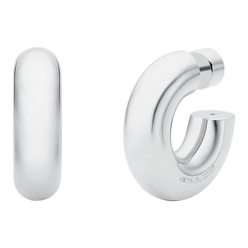 Michael Kors Silver Plated Brass Chunky Platinum Hoop Earrings