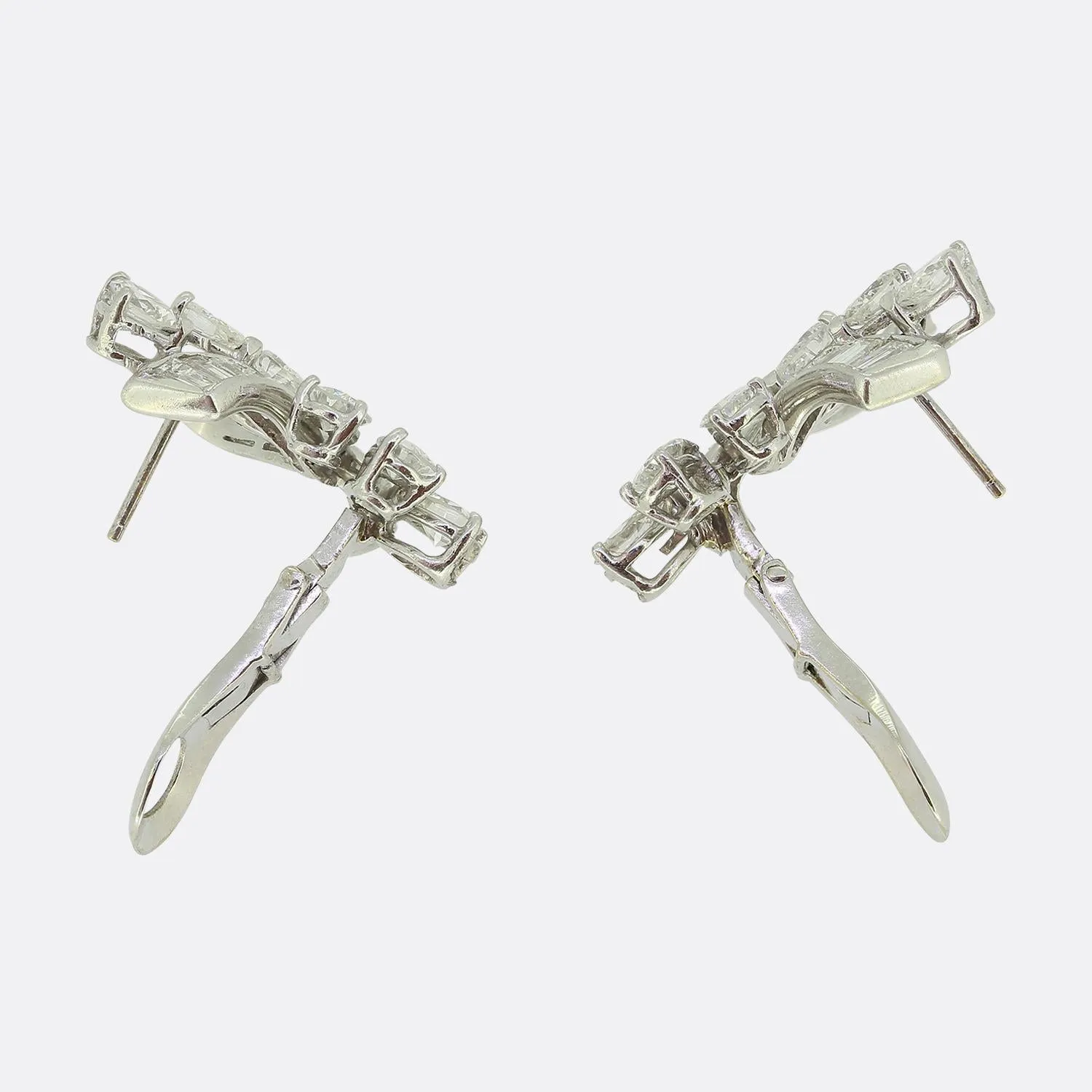 Mid-Century 4.00 Carat Diamond Cluster Earrings