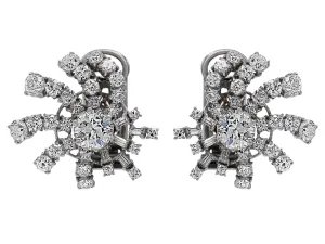 Mid-Century Diamond Earrings in Platinum