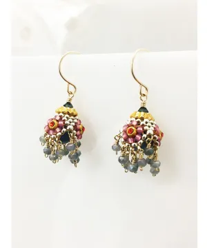 Miguel Ases Swarovski, Labradorite and Blue Jade Earring