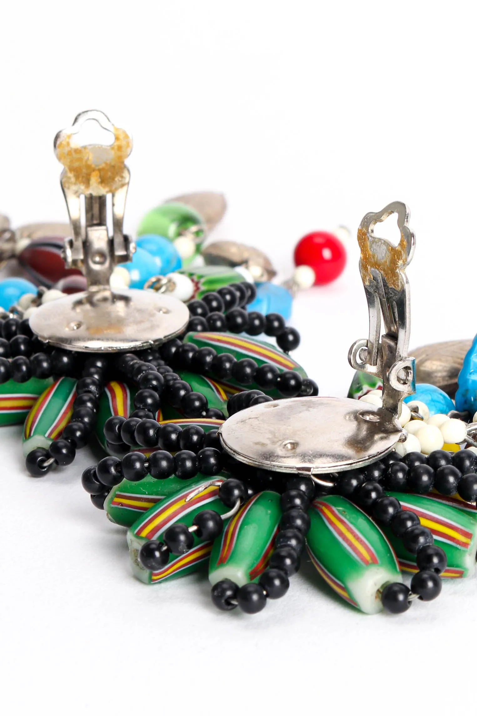 Millefiori Bead Flower Earrings