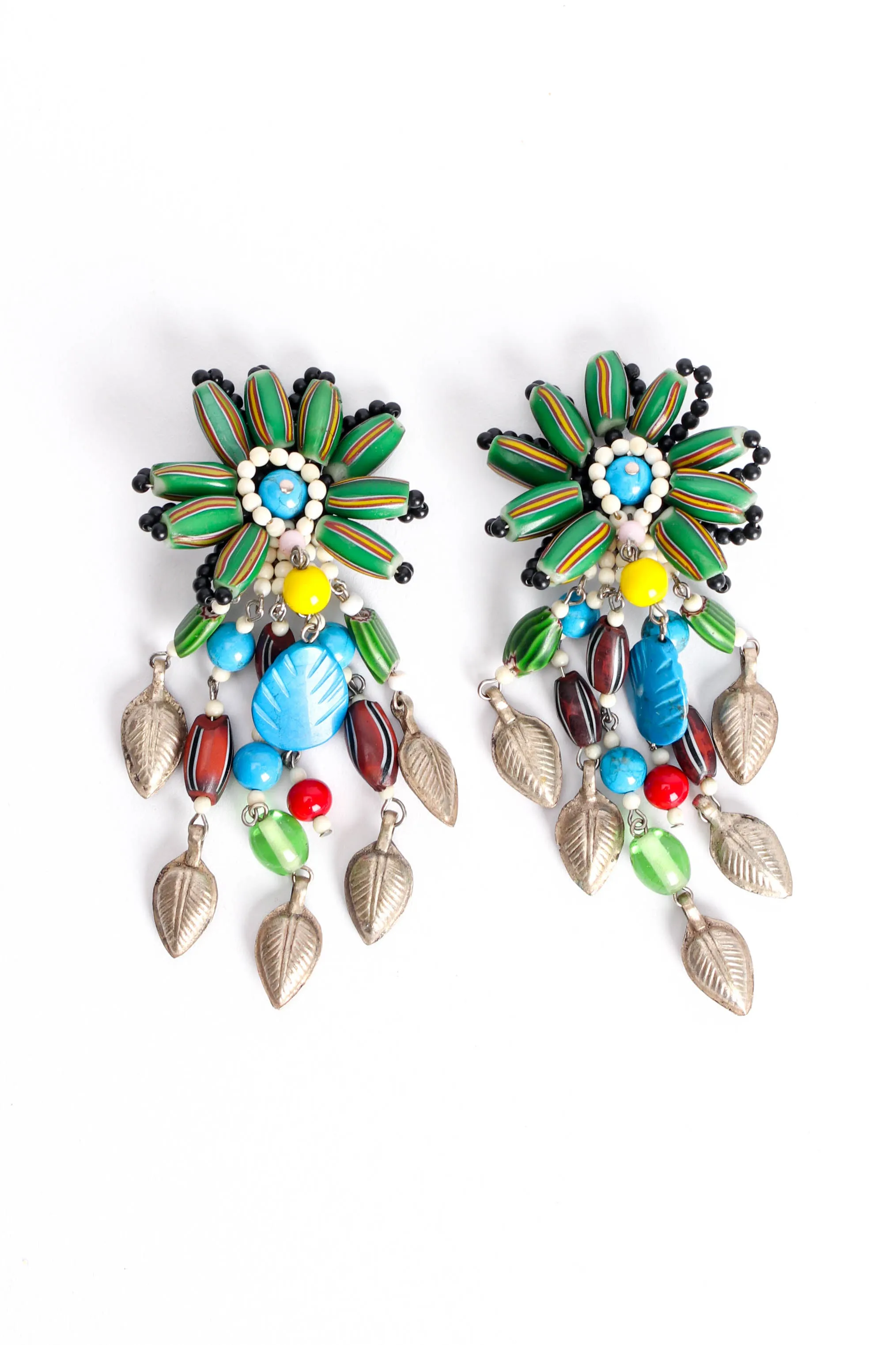 Millefiori Bead Flower Earrings