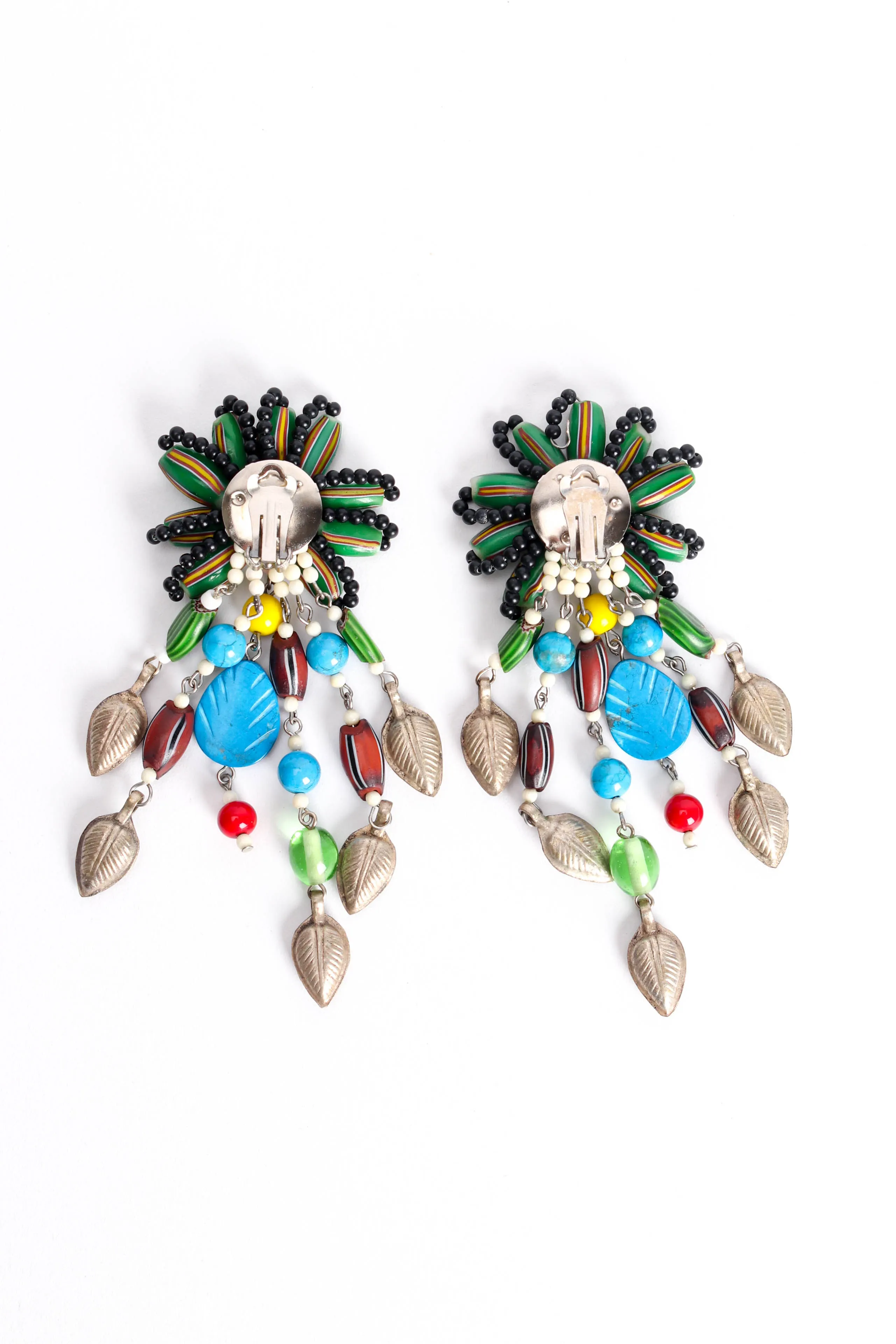 Millefiori Bead Flower Earrings