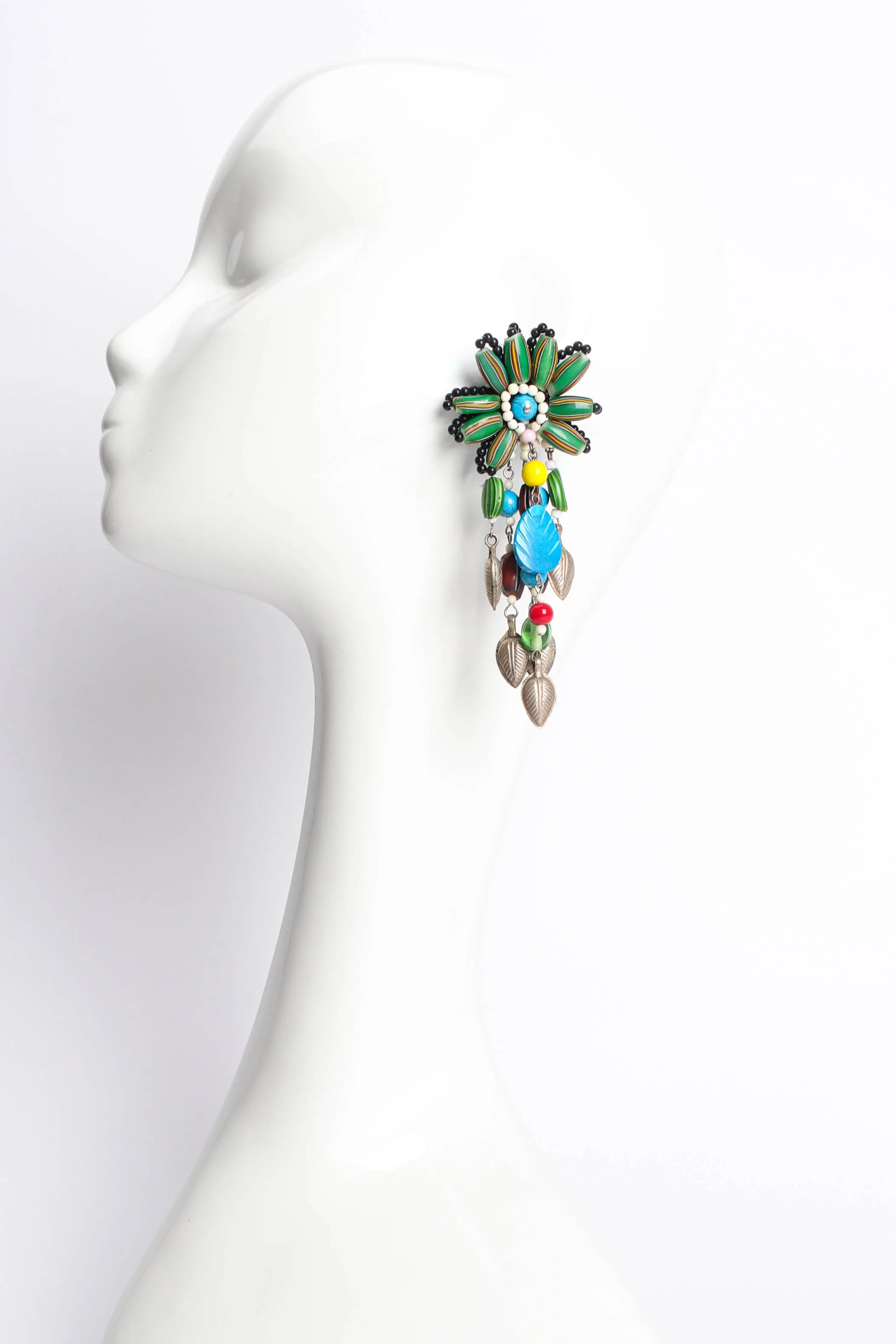 Millefiori Bead Flower Earrings