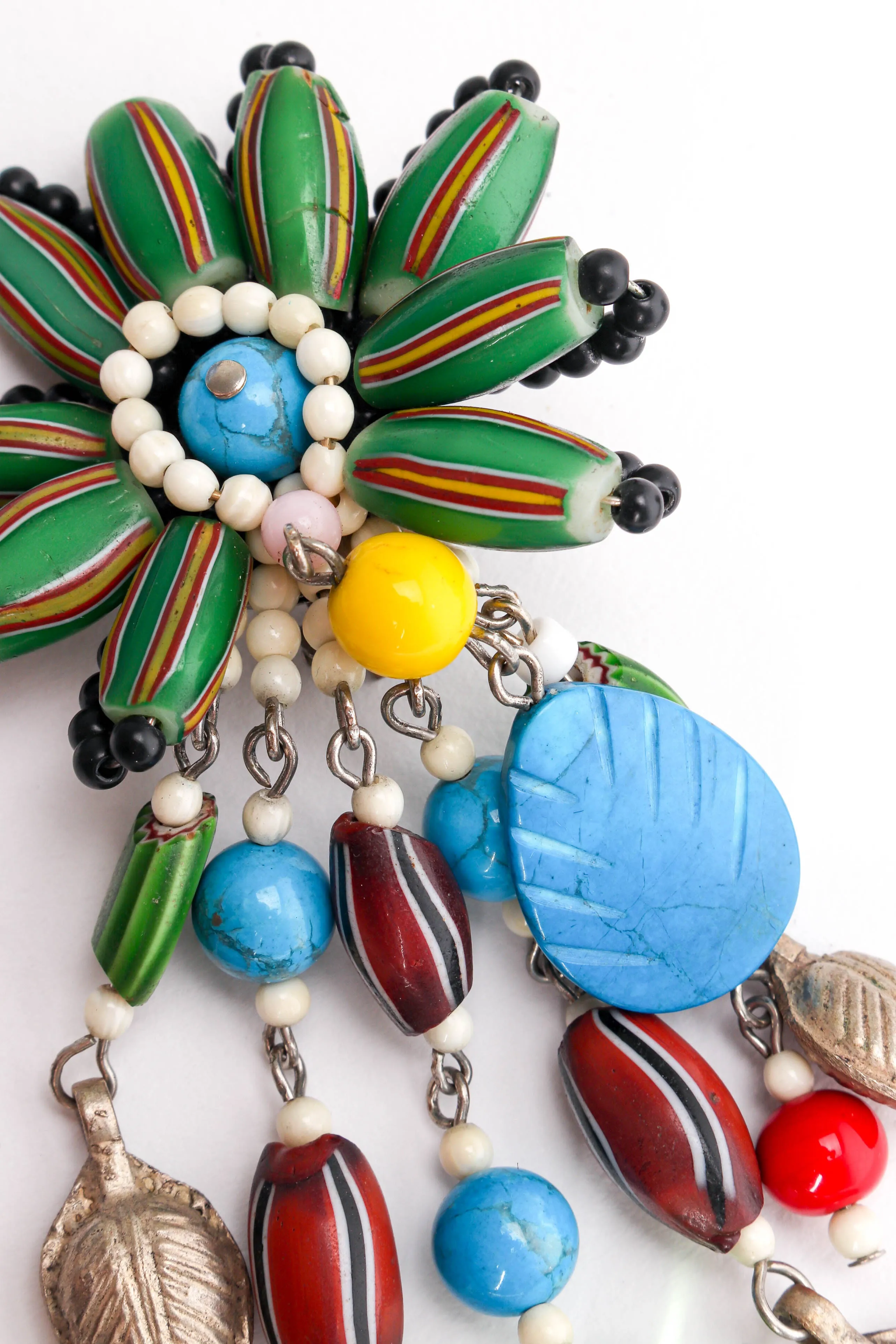 Millefiori Bead Flower Earrings