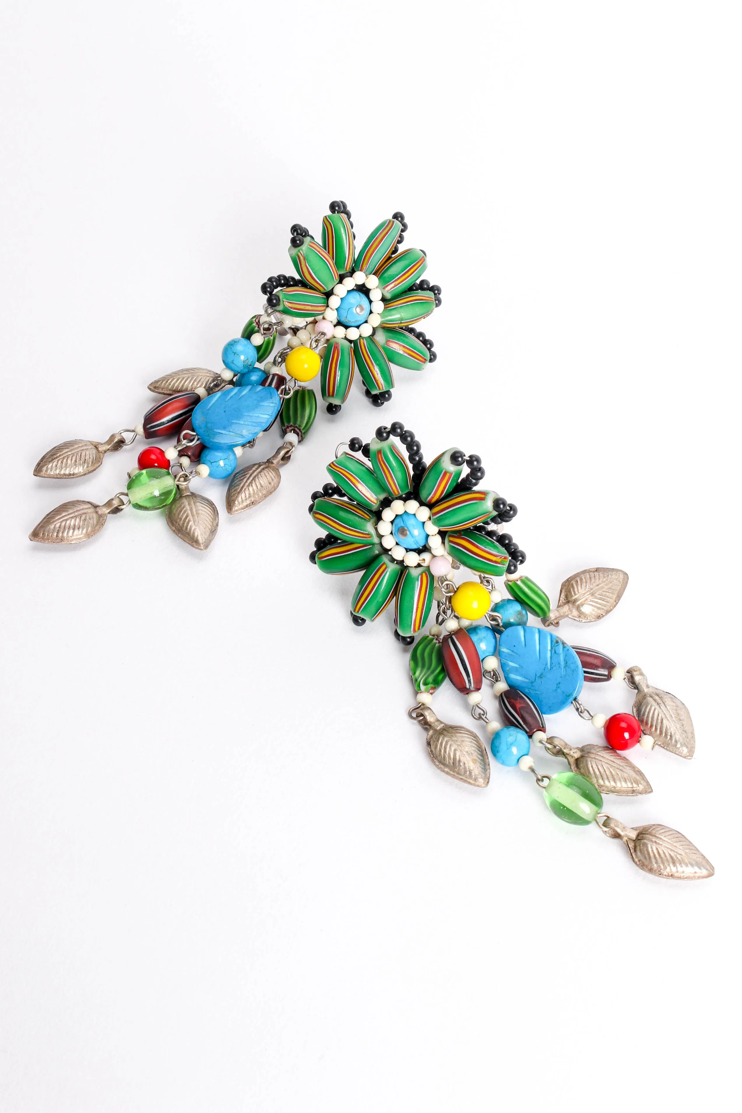 Millefiori Bead Flower Earrings