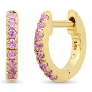 Mini Pink Sapphire Huggies