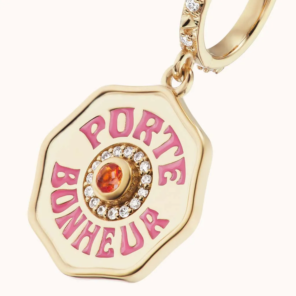 Mini Porte Bonheur Earrings Orange Sapphire