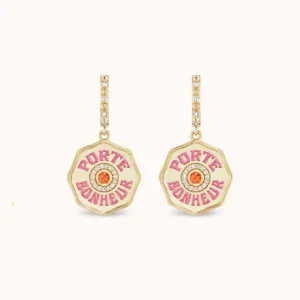 Mini Porte Bonheur Earrings Orange Sapphire