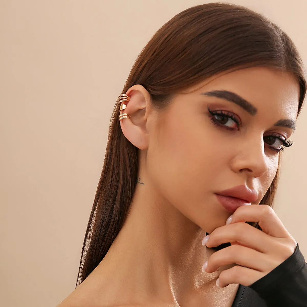 Minimalist Gold Silver Plated Ear Cuff Earrings Set