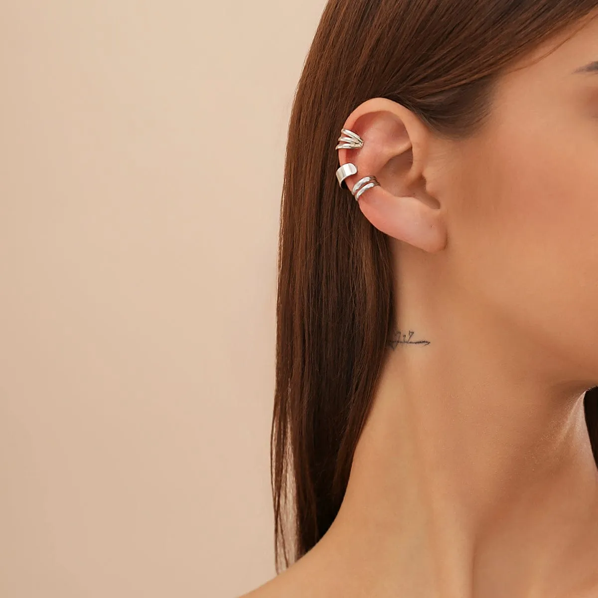 Minimalist Gold Silver Plated Ear Cuff Earrings Set