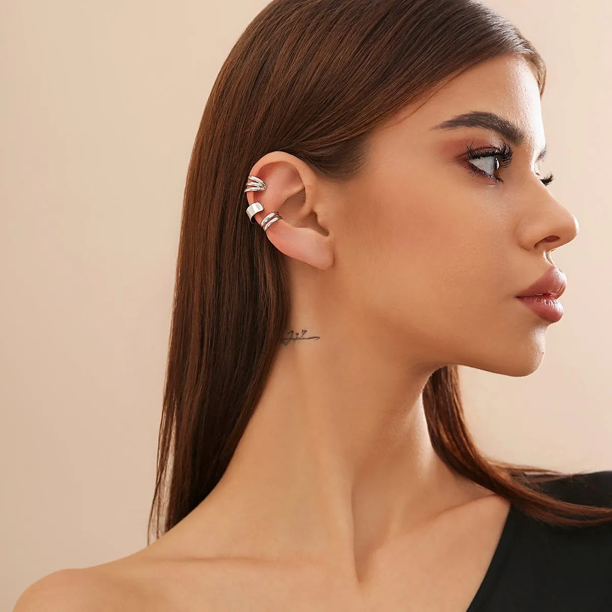 Minimalist Gold Silver Plated Ear Cuff Earrings Set