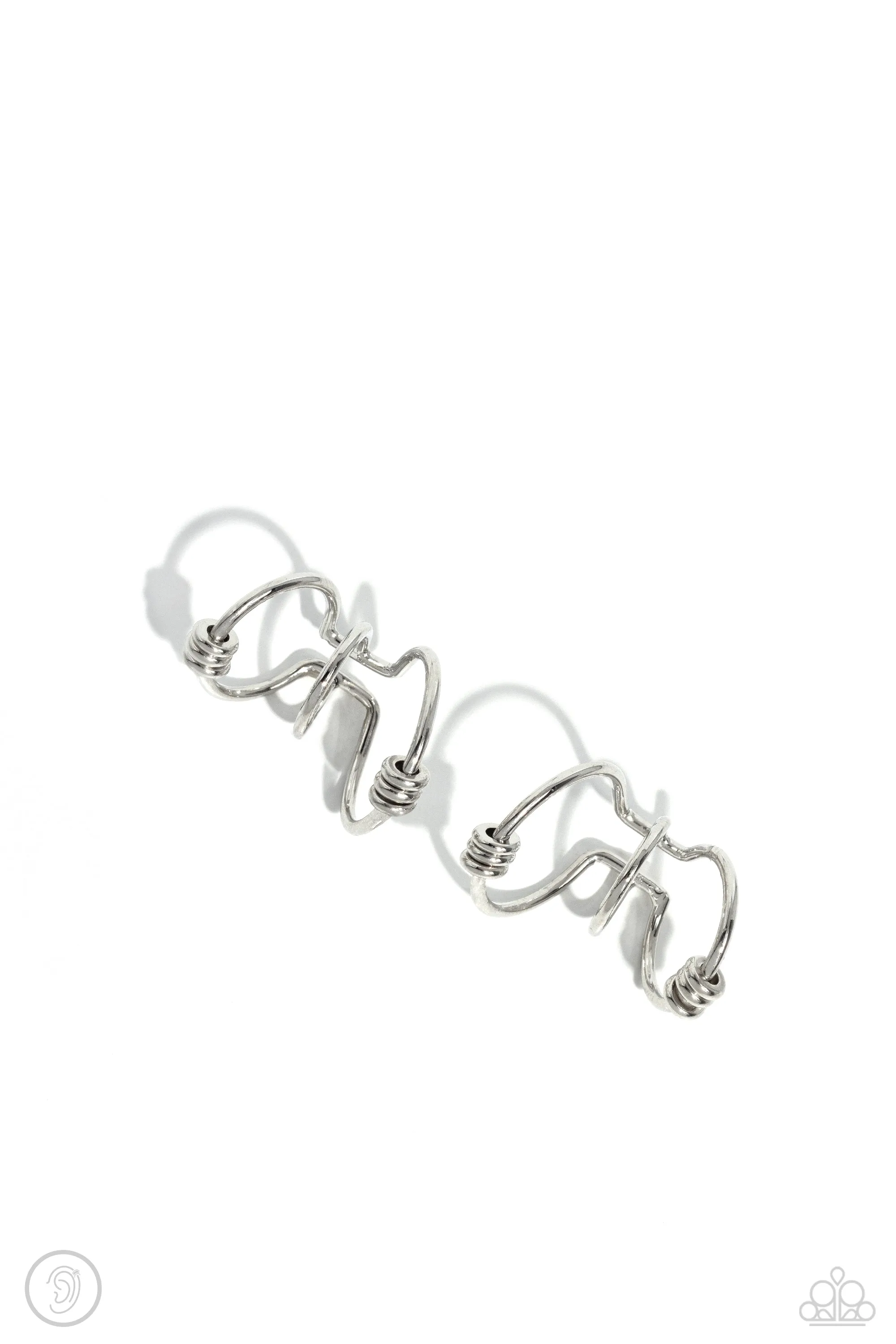 Mobile Maven - Silver - Discs and Bars Paparazzi Ear Cuff Earrings