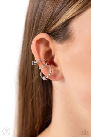 Mobile Maven - Silver - Discs and Bars Paparazzi Ear Cuff Earrings