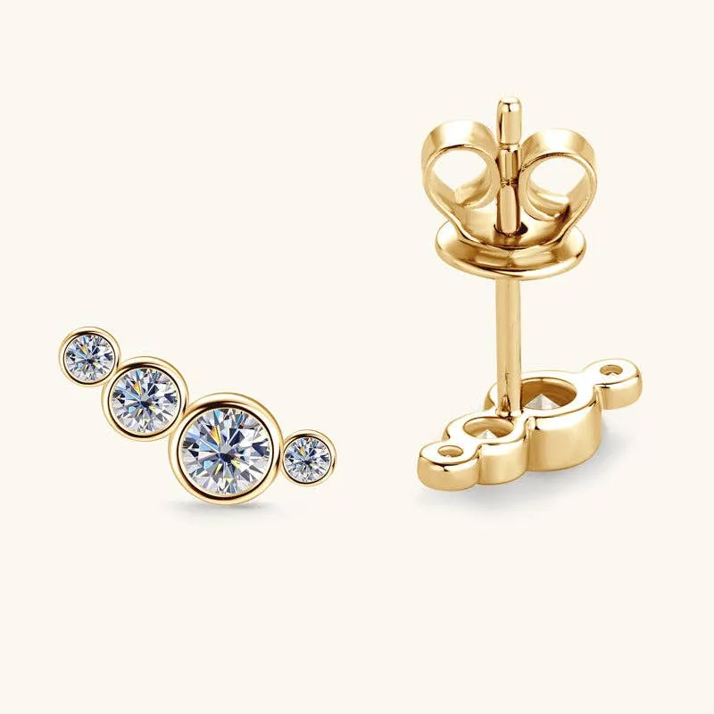 Moissanite Crawler Stud Earrings