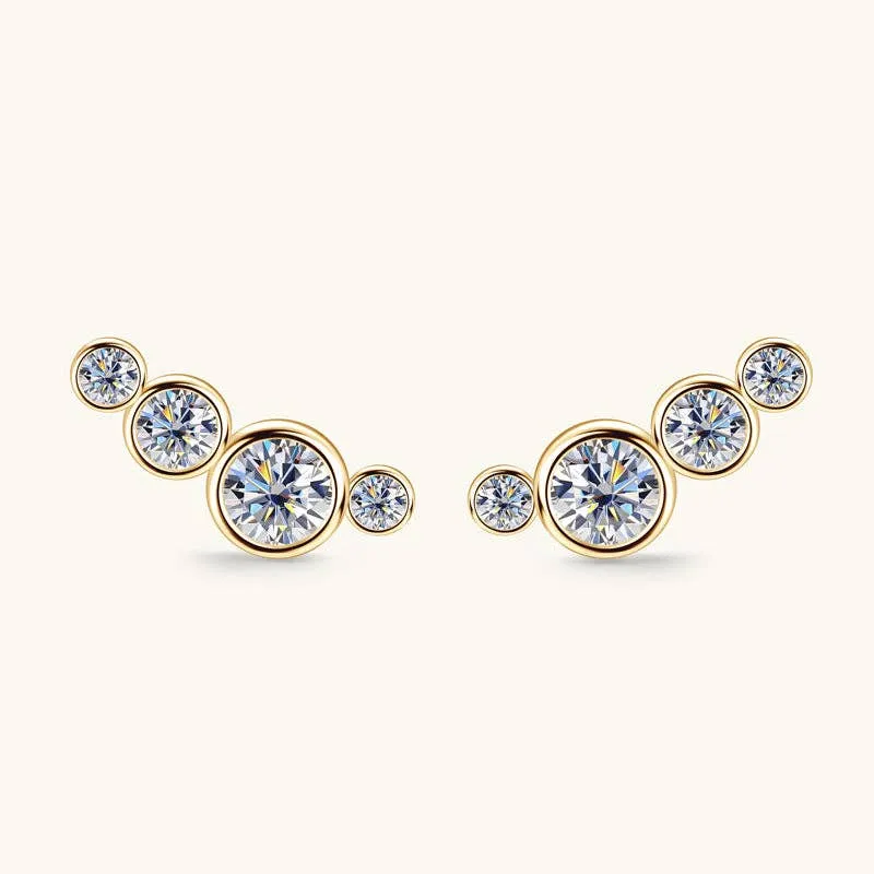Moissanite Crawler Stud Earrings
