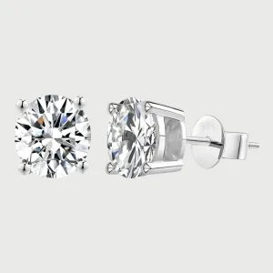 Moissanite Diamond Sterling Silver Earrings in White/Yellow Gold